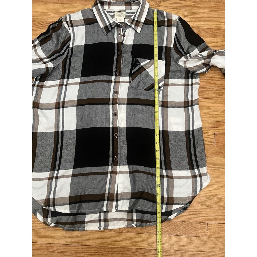 Telluride Clothing Company Front Button Shirt Women L Soft White Brown Black - Picture 3 of 6